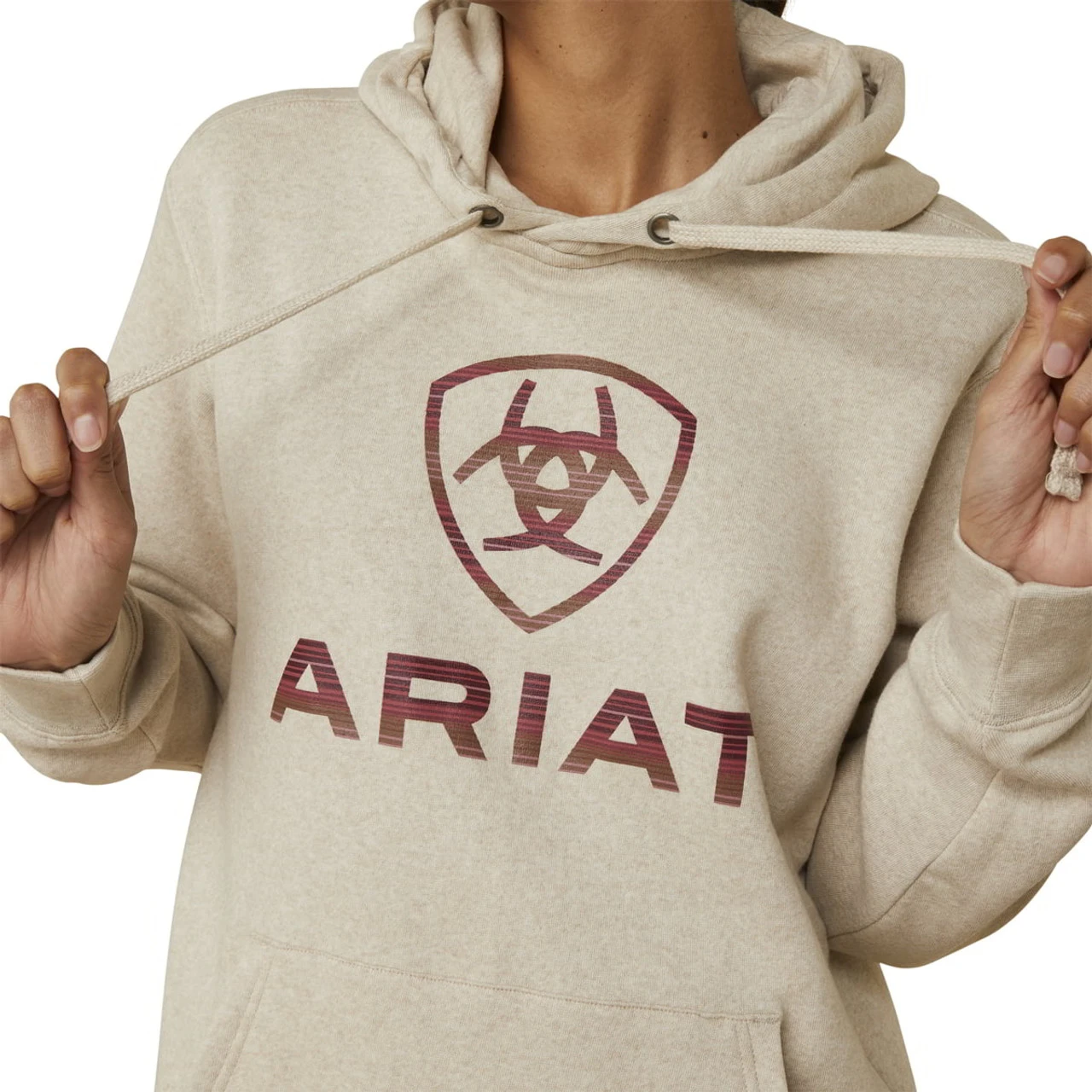 Ariat Womens R.E.A.L. Oatmeal Heather Ombre Shield Hoodie 2 Ariat Womens R.E.A.L. Oatmeal Heather Ombre Shield Hoodie - Image 2