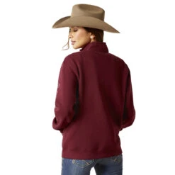 Ariat Womens Tawny Port Logo 1/2 Zip Sweatshirt -Ariat Shop P2769250 4 86062.1692304471