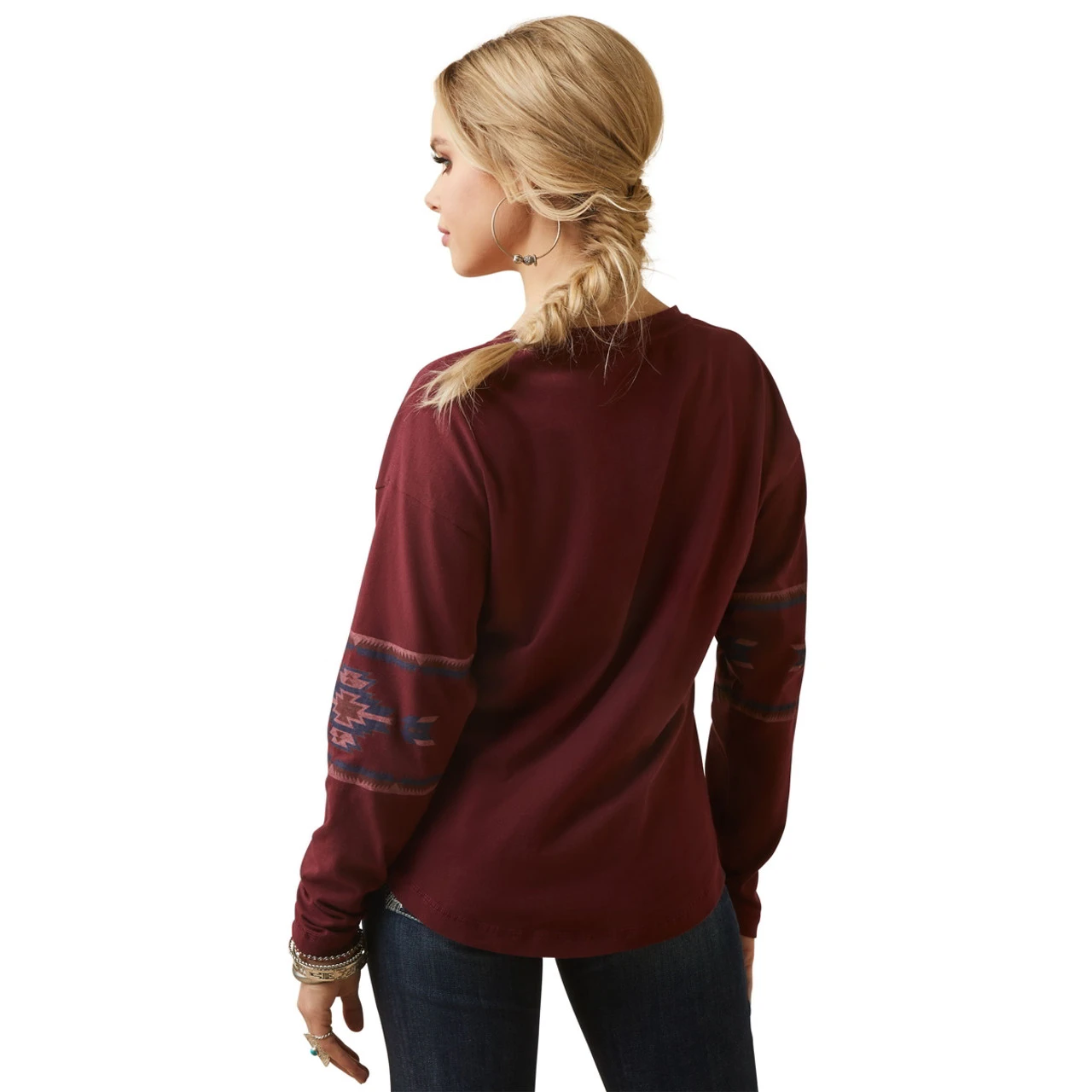 Ariat Womens Tawny Port Relaxed Southwest Henley Top 3 Ariat Womens Tawny Port Relaxed Southwest Henley Top - Image 3