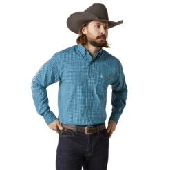 Ariat Mens Blue Pro Series Team Wayland Classic Fit Long Sleeve Shirt