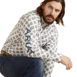 Ariat Mens White Team Warner Classic Long Sleeve Shirt -Ariat Shop P2769650 3 39941.1692304506