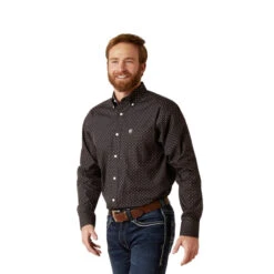 Ariat Mens Moonless Night Wrinkle Free Vance Classic Fit Long Sl