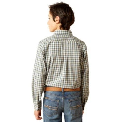 Ariat Boys White & Olive Blake Pro Series Long Sleeve Shirt -Ariat Shop P2770795 3 02424.1692304633