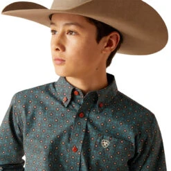 Ariat Boys Bitter Chocolate Broderick Classic Long Sleeve Shirt -Ariat Shop P2770820 3 97084.1692304593