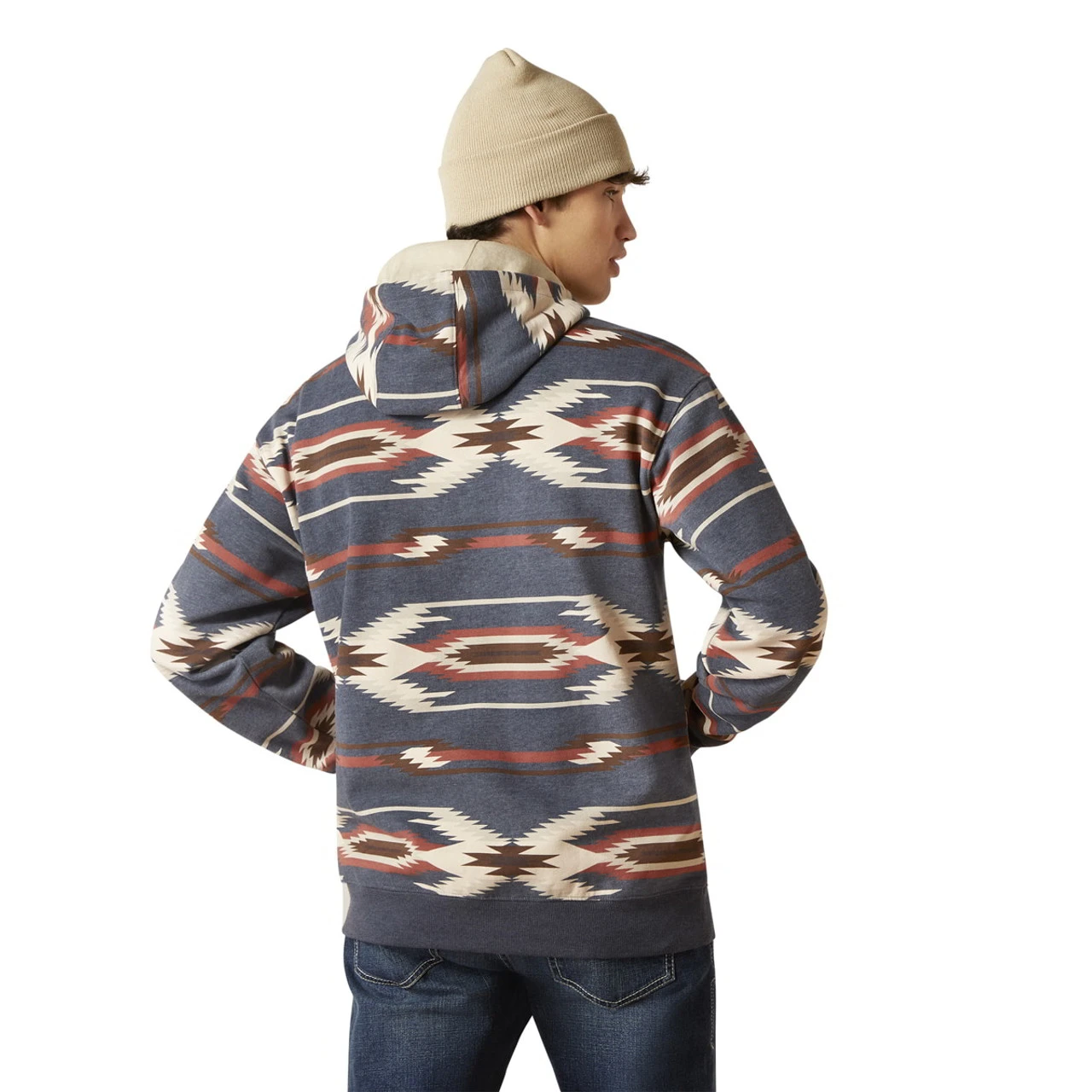 Ariat Mens Navy Printed Chimayo Hoodie 4 Ariat Mens Navy Printed Chimayo Hoodie - Image 4
