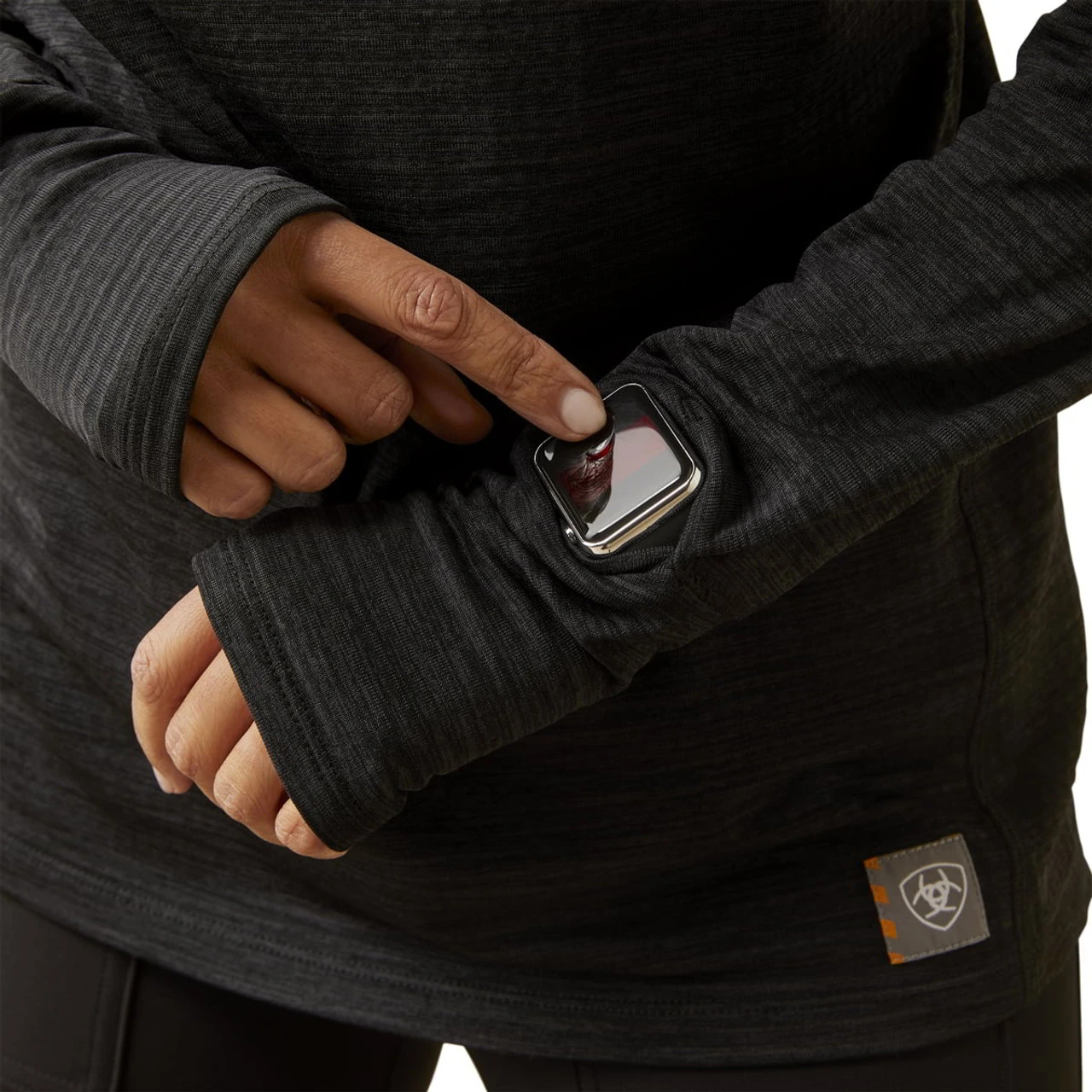 Ariat Womens Black Rebar Gridwork Baselayer 1/4 Zip T-Shirt 2 Ariat Womens Black Rebar Gridwork Baselayer 1/4 Zip T-Shirt - Image 2