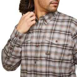Ariat Mens Alloy Plaid Rebar Flannel DuraStretch Long Sleeve Work Shirt -Ariat Shop P2771940 3 49954.1692304476