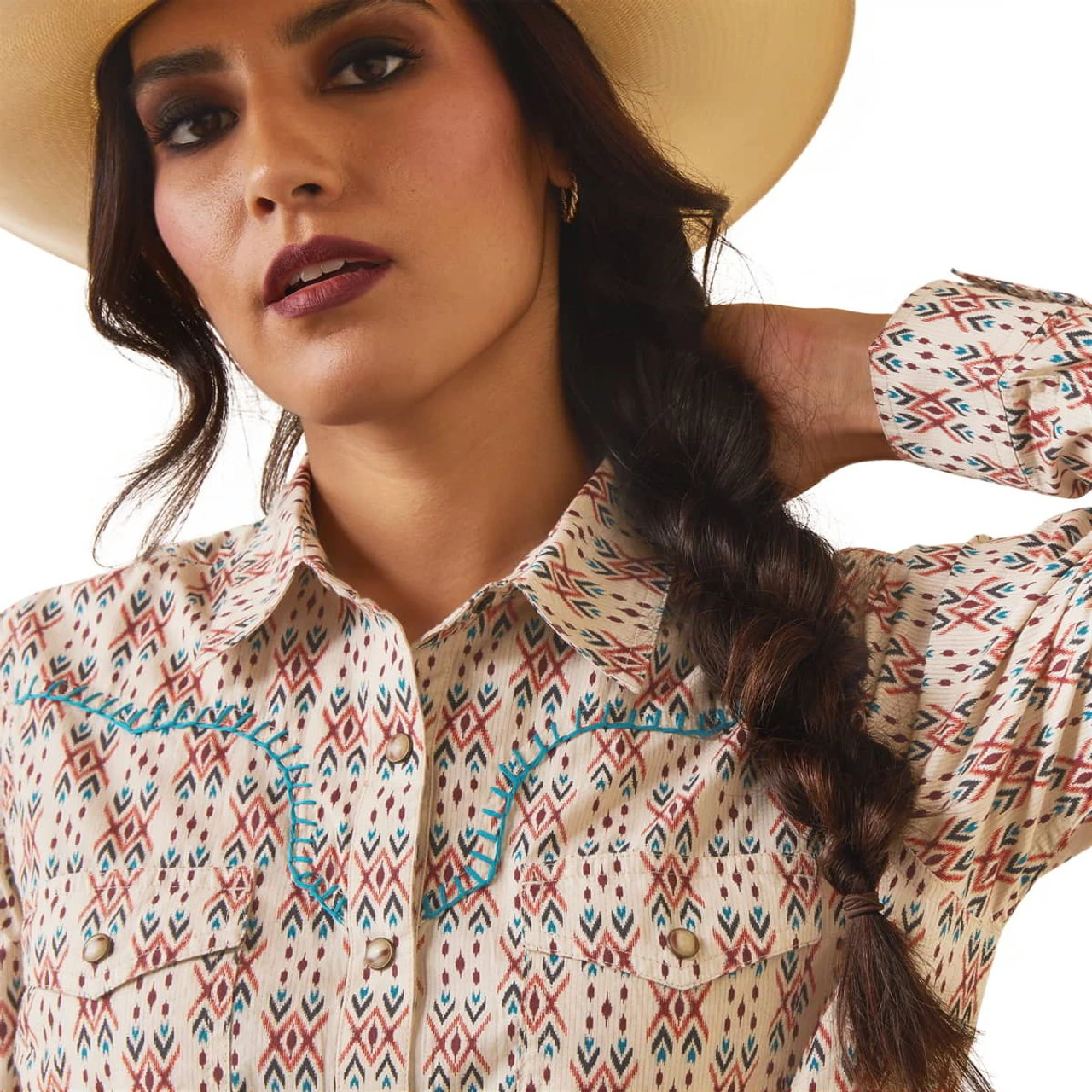 Ariat Womens R.E.A.L. Cimarron Southwest Print Long Sleeve Western Shirt 4 Ariat Womens R.E.A.L. Cimarron Southwest Print Long Sleeve Western Shirt - Image 4