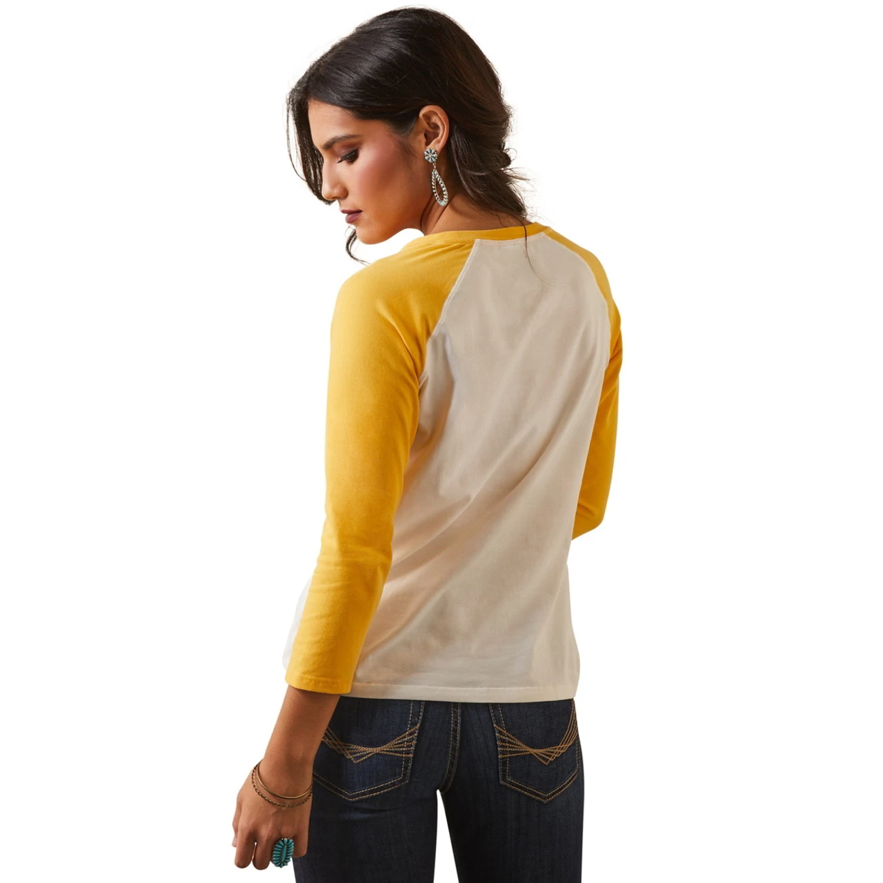Ariat Womens Coconut Milk And Yolk Yellow Serape Stripe Tee 2 Ariat Womens Coconut Milk And Yolk Yellow Serape Stripe Tee - Image 2