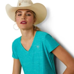 Ariat Womens Viridian Green Laguna Performance Short Sleeve Top -Ariat Shop P2791470 3 26159.1675716476