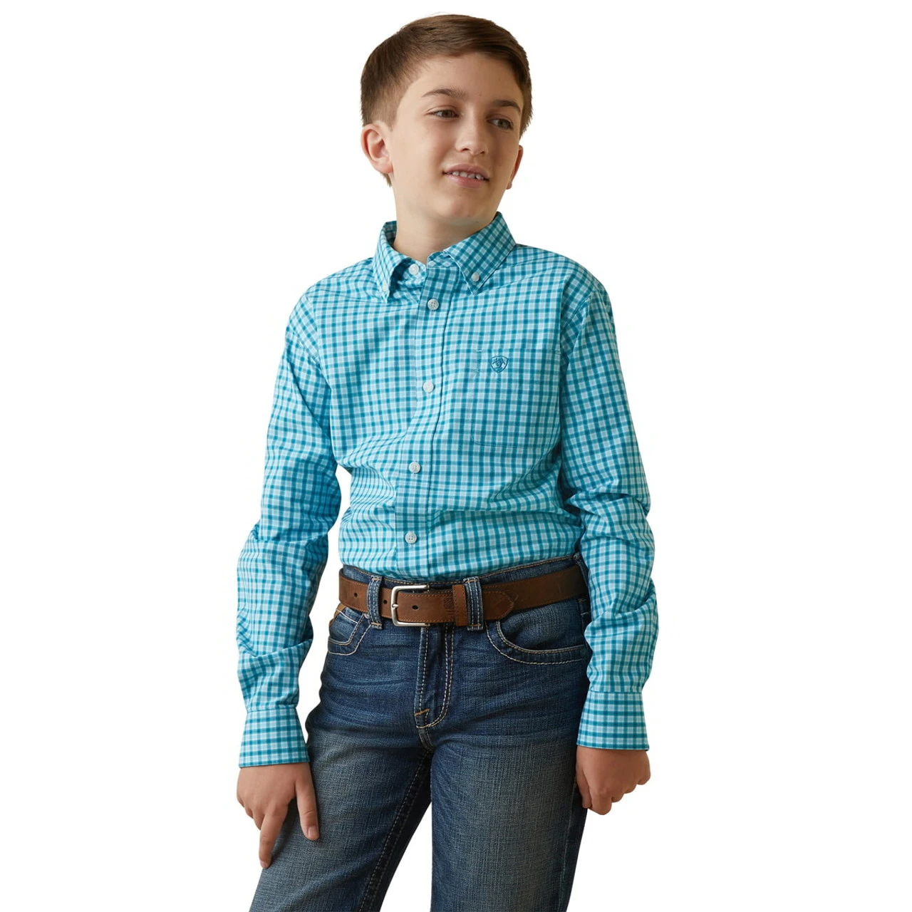 Ariat Boys Breakaway Pro Series Kalvin Enamel Blue Classic Fit Long Sleeve Western Shirt 1 Ariat Boys Breakaway Pro Series Kalvin Enamel Blue Classic Fit Long Sleeve Western Shirt