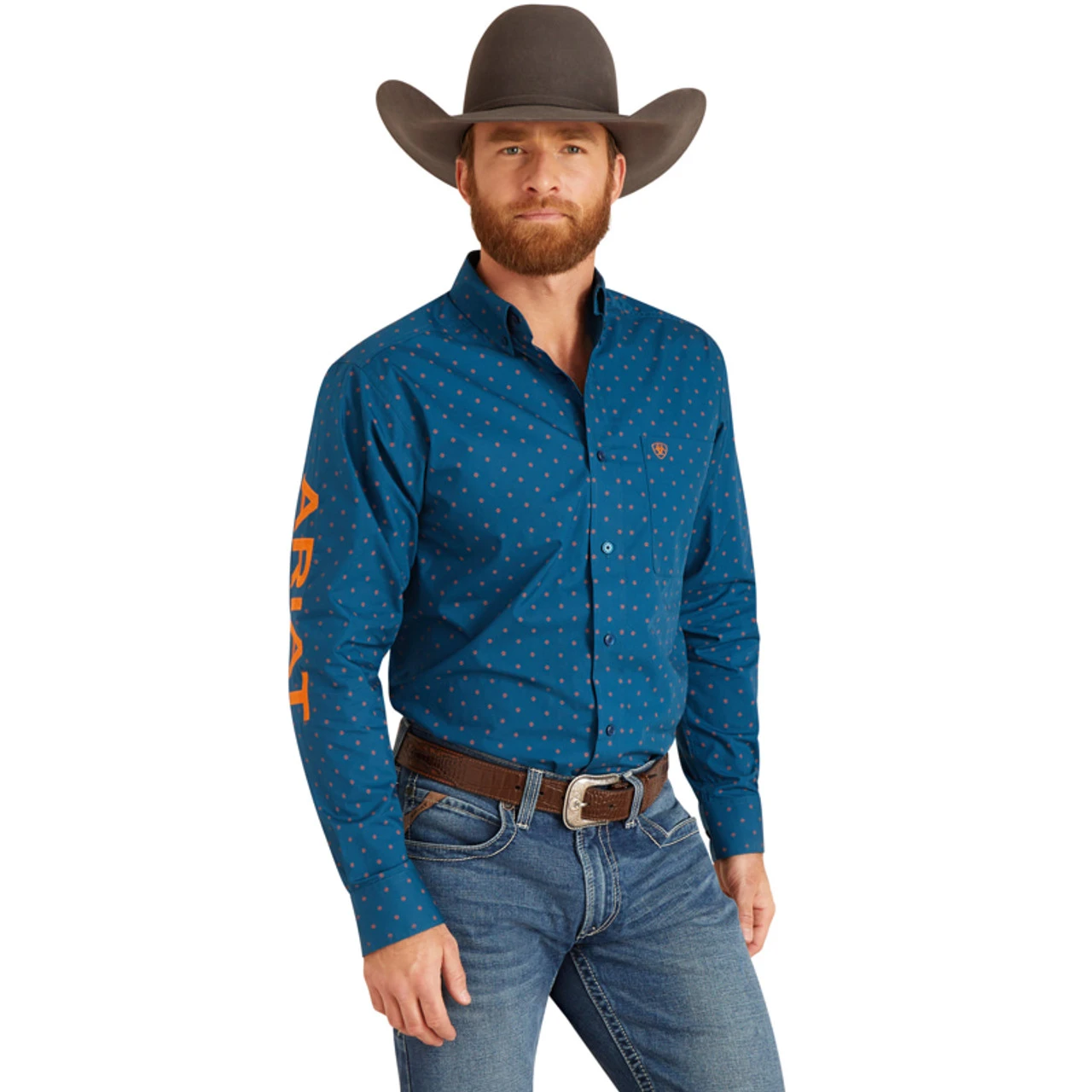 Ariat Men's Blue Team Clarence Fitted Long Sleeve Shirt 1 Ariat Men's Blue Team Clarence Fitted Long Sleeve Shirt