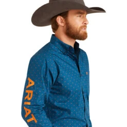 Ariat Men's Blue Team Clarence Fitted Long Sleeve Shirt 6 Ariat Men's Blue Team Clarence Fitted Long Sleeve Shirt -Ariat Shop P2793225 3 44274.1697043081