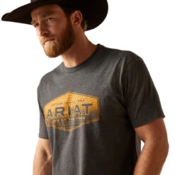 Ariat Men's Charcoal Heather Quadrangle Short Sleeve T-Shirt -Ariat Shop P2793305 3 35246.1697043077