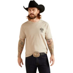 Ariat Men's Khaki Heather Thunderbird Logo Short Sleeve Graphic T-Shirt