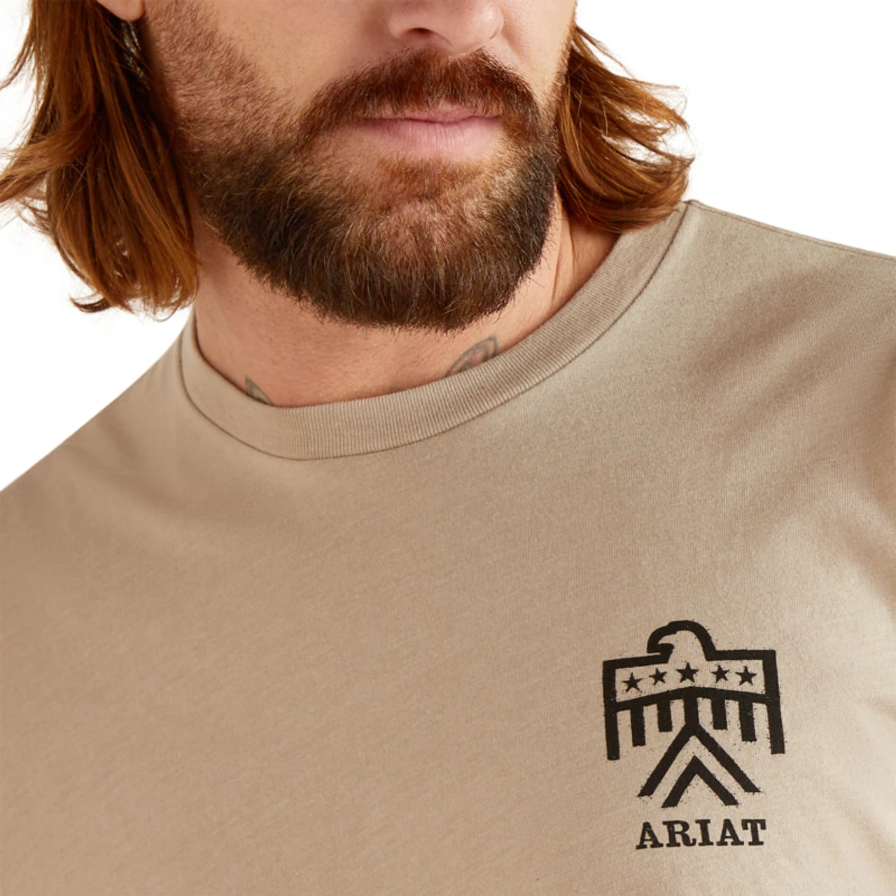 Ariat Men's Khaki Heather Thunderbird Logo Short Sleeve Graphic T-Shirt 2 Ariat Men's Khaki Heather Thunderbird Logo Short Sleeve Graphic T-Shirt - Image 2