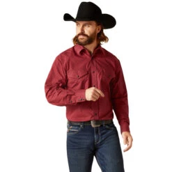 Ariat Men's Red Norwin Print Long Sleeve Western Shirt