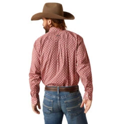 Ariat Men's Gideon Gardenia Red & Cream Geo Print Wrinkle Free Long Sleeve Shirt -Ariat Shop P2793540 3 43598.1697043072