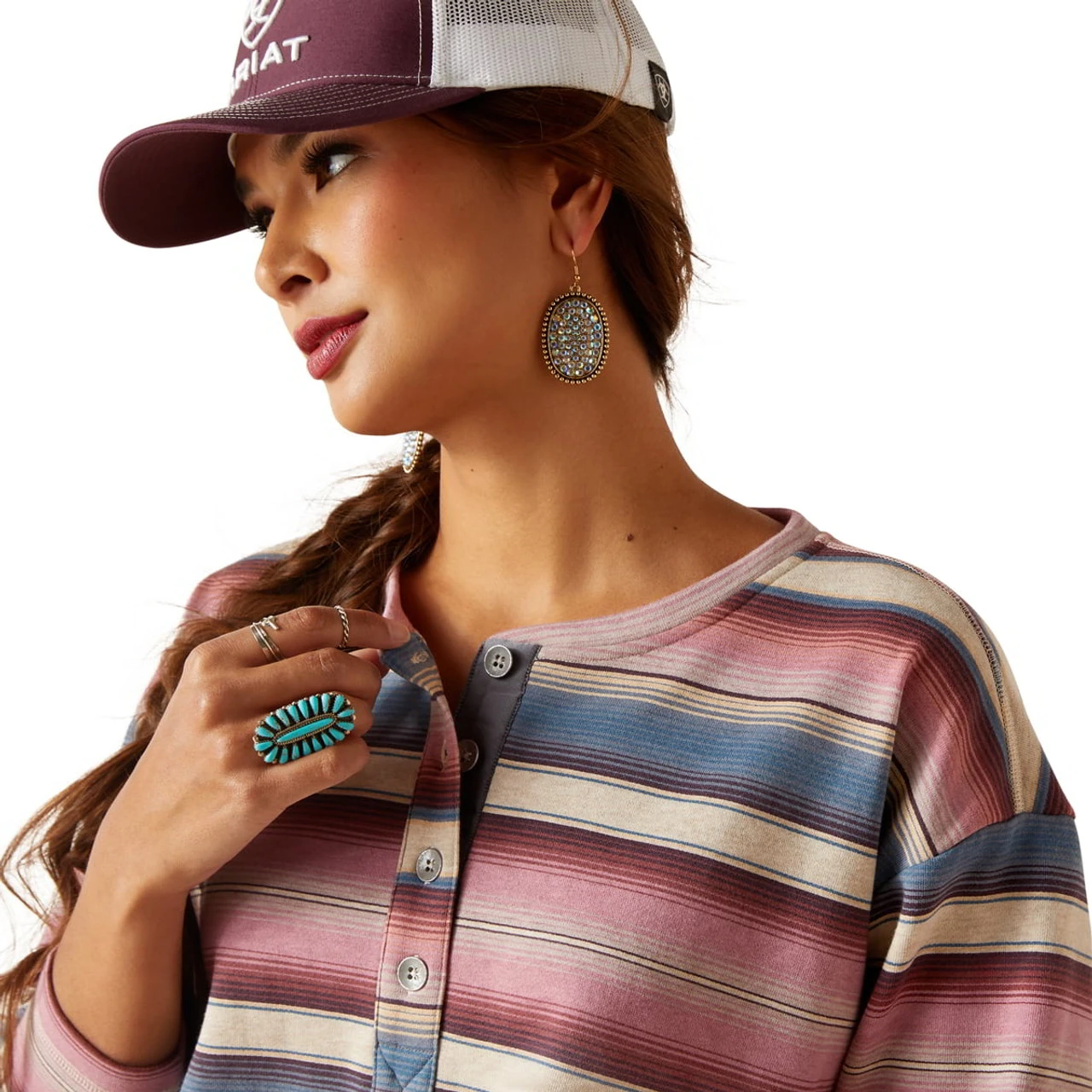 Ariat Womens Endless Serape Terry Henley Sweatshirt 2 Ariat Womens Endless Serape Terry Henley Sweatshirt - Image 2