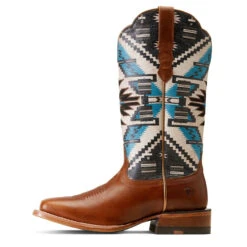 Ariat Womens Rio Arriba Turquoise & Dark Chocolate Frontier Chimayo Wide Square Toe Boots -Ariat Shop P2797350 4 73239.1692304291