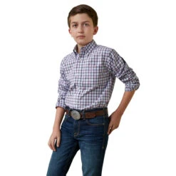 Ariat Boys Purple Pro Series Meir Classic Fit Long Sleeve Shirt