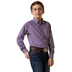 Ariat Boys Purple Misael Classic Fit Long Sleeve Shirt