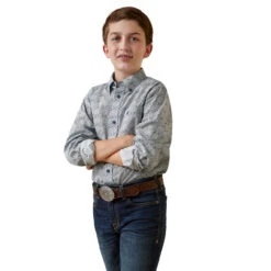 Ariat Boys Blue Orville Casual Series Classic Fit Long Sleeve Shirt