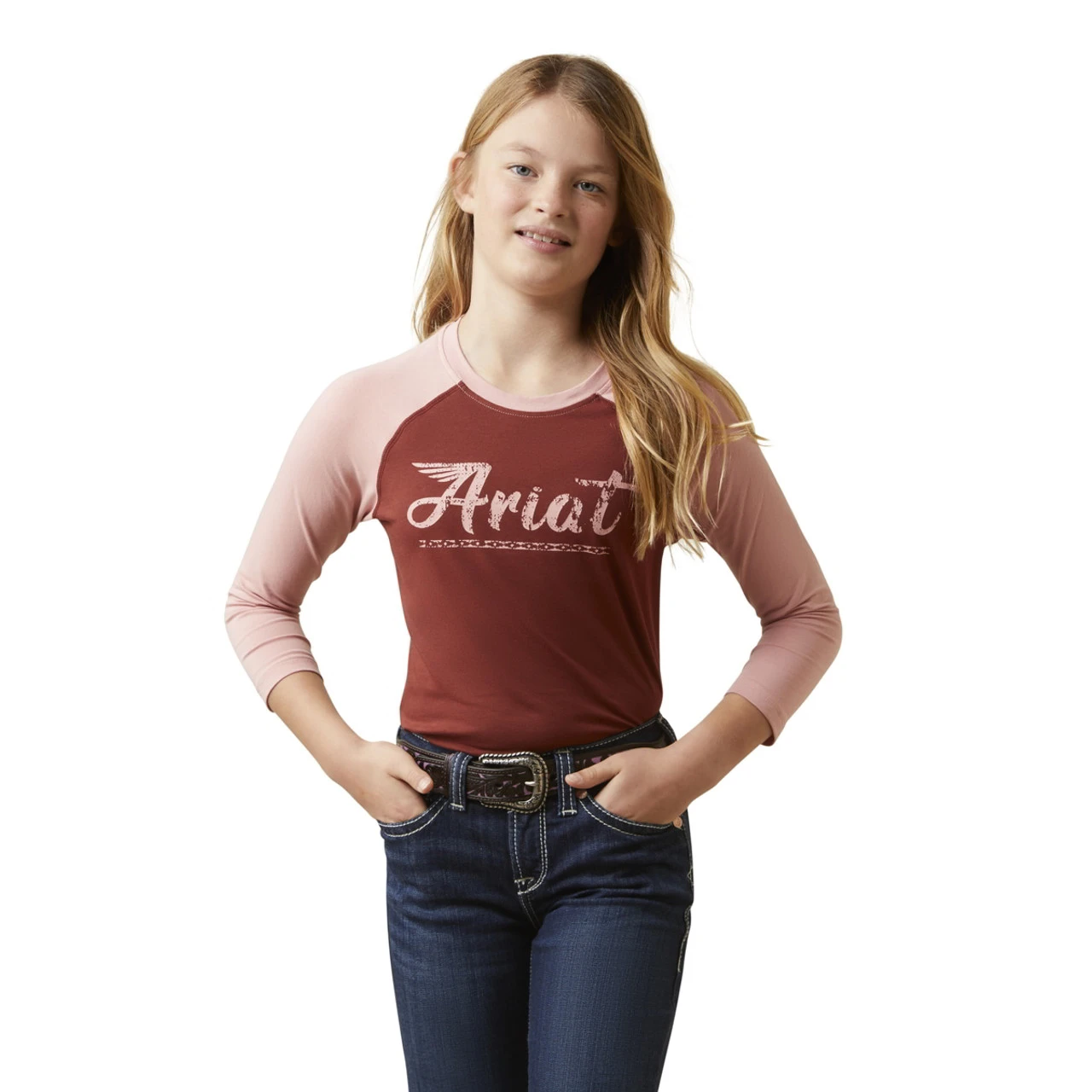 Ariat Girls R.E.A.L. Fired Brick GO Ariat Tee 1 Ariat Girls R.E.A.L. Fired Brick GO Ariat Tee