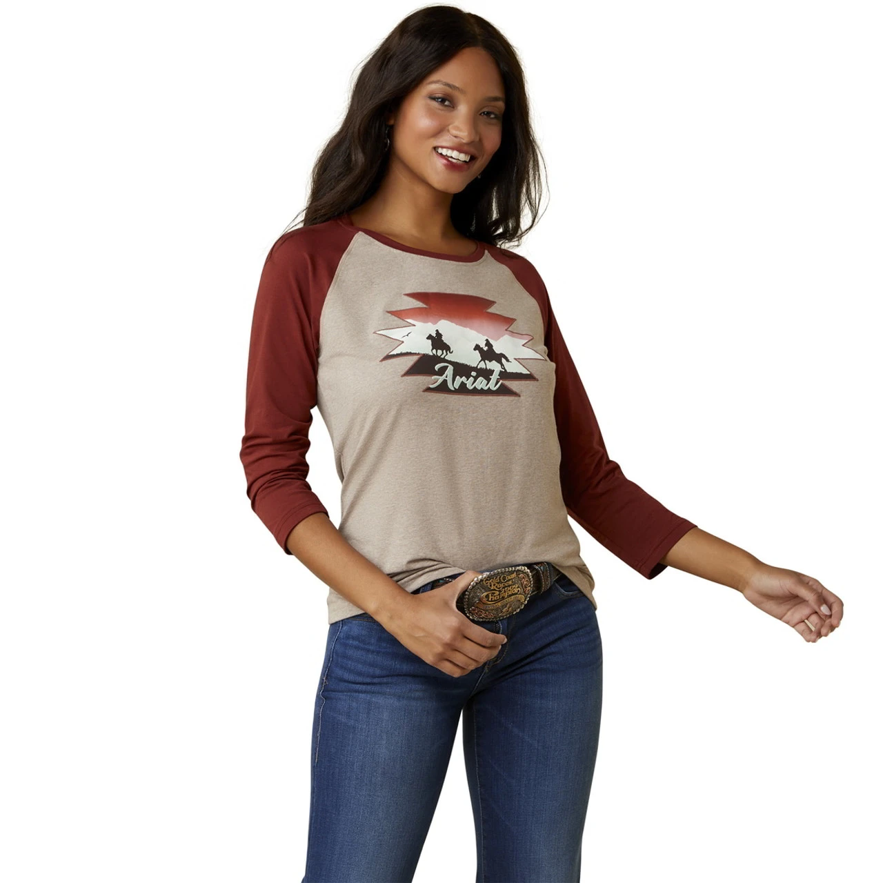 Ariat Womens R.E.A.L. Oatmeal Heather Adventure Tee 1 Ariat Womens R.E.A.L. Oatmeal Heather Adventure Tee