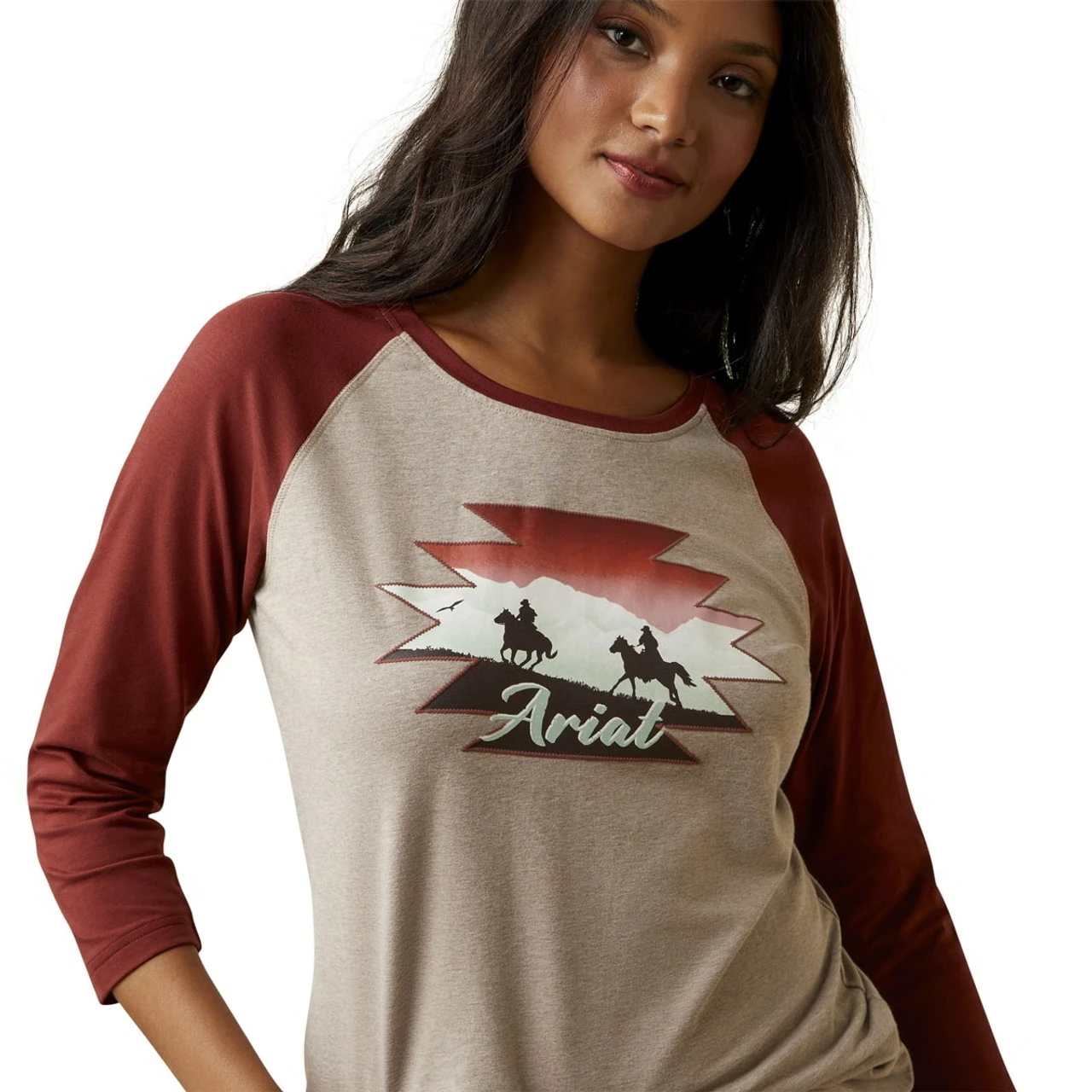 Ariat Womens R.E.A.L. Oatmeal Heather Adventure Tee 2 Ariat Womens R.E.A.L. Oatmeal Heather Adventure Tee - Image 2