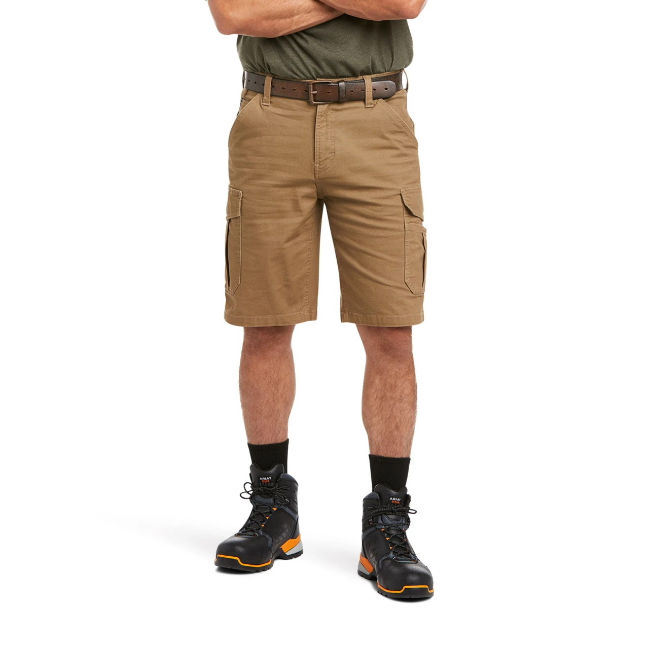 Ariat Mens Khaki Rebar Relaxed Durastretch Cargo Shorts 1 Ariat Mens Khaki Rebar Relaxed Durastretch Cargo Shorts